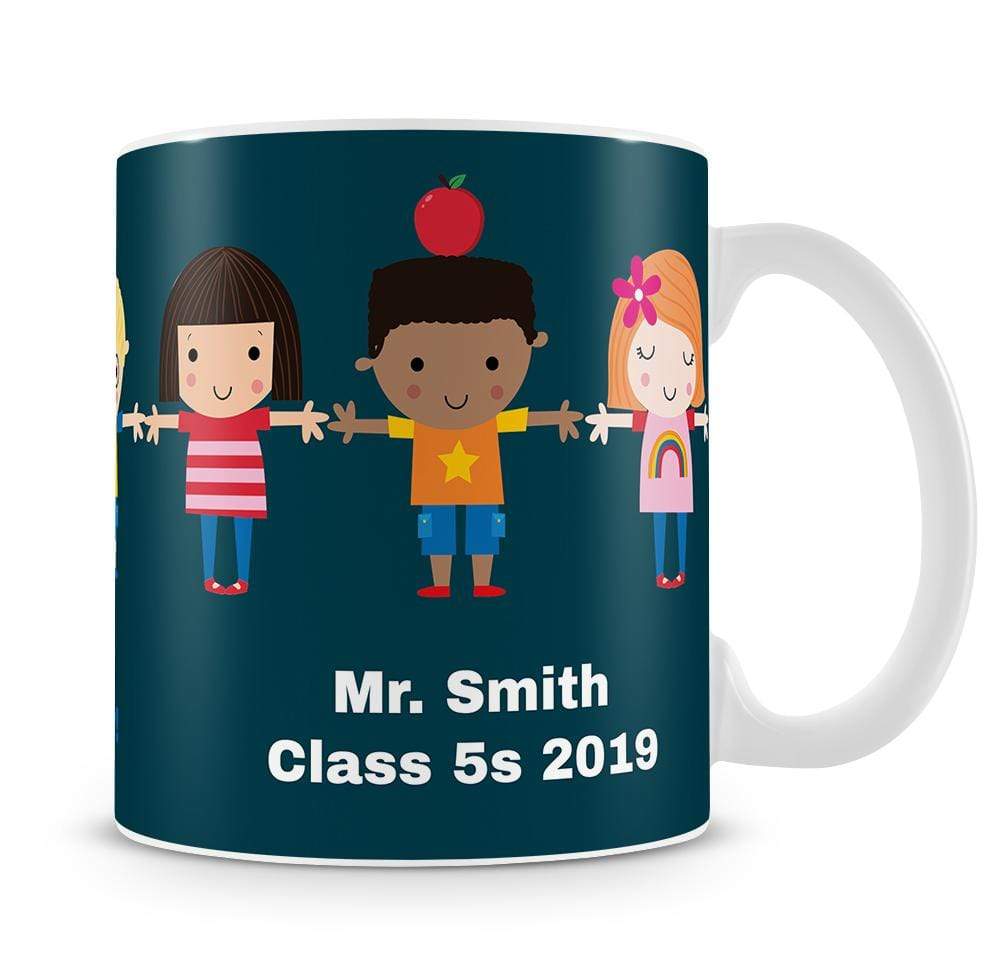 Blue Thank You Teacher Personalised Mug